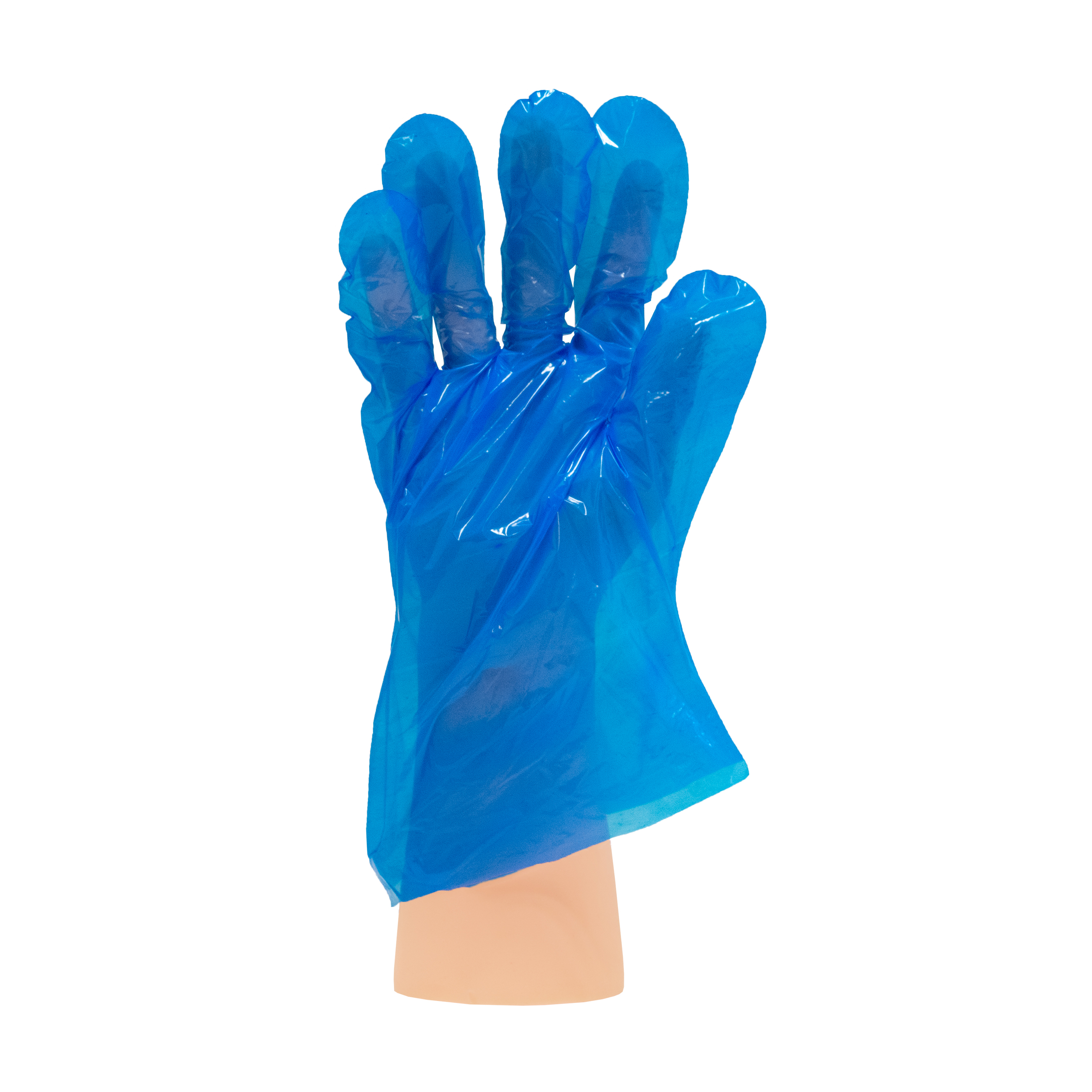 Handschoen LDPE blauw embossed los
