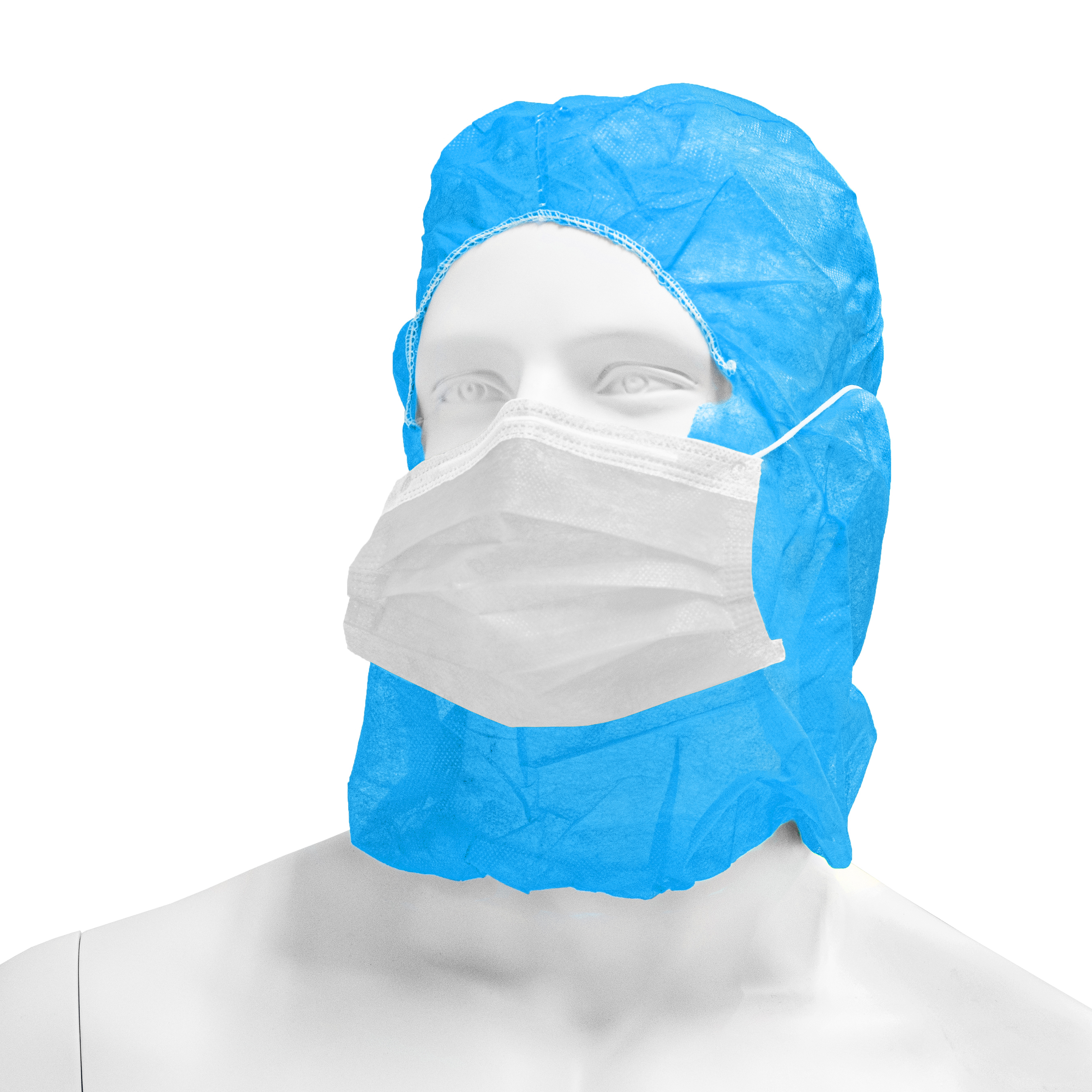 Astrokap BLAUW met mondmasker non woven WIT